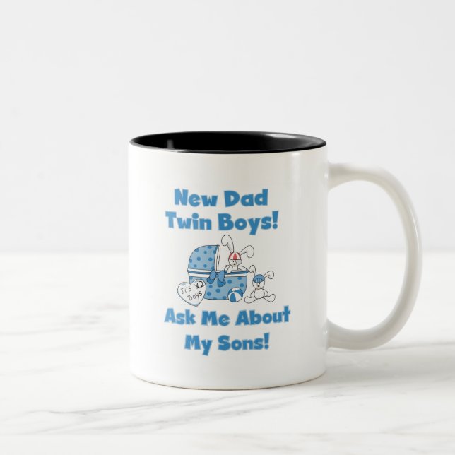 Twin Boys-New Dad Tshirts and Gifts Two-Tone Coffee Mug (Right)