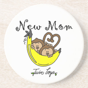 Twin Boys New Mum Gifts Coaster
