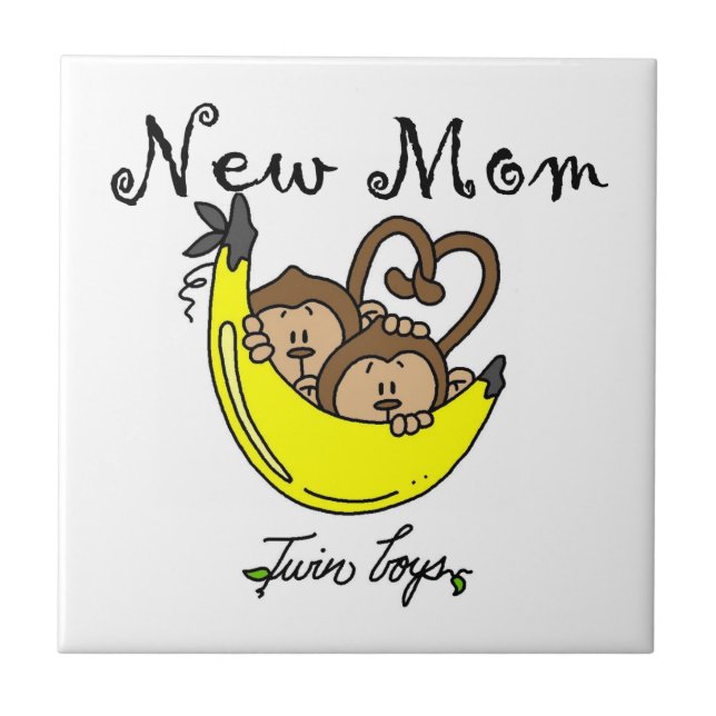 Twin Boys New Mum Gifts Tile (Front)