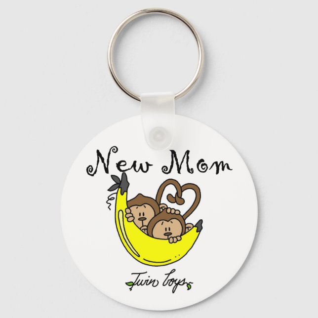 Twin Boys New Mum Tshirts and Gifts Key Ring (Front)