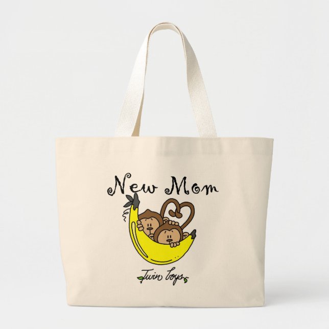 Twin Boys New Mum Tshirts and Gifts Large Tote Bag (Front)