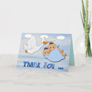 Twin Boys - Stork Baby Shower Thank You card