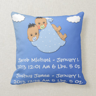 Twin Boys - Stork Keepsake Pillow