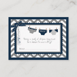 Twin Boys Tie Bow-tie Diaper Raffle Ticket Enclosure Card