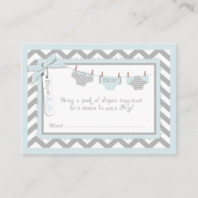 Twin Boys Tie Bow Tie Diaper Raffle Ticket Enclosure Card (Front)