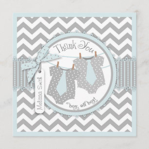Twin Boys Ties Chevron Print Thank You Card
