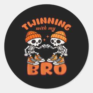 Twin Boys Twinning Halloween Best Friend Matching Classic Round Sticker