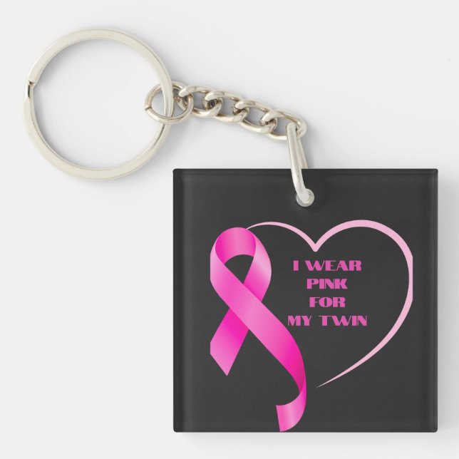 Twin Breast Cancer Awareness Key Ring (Front)