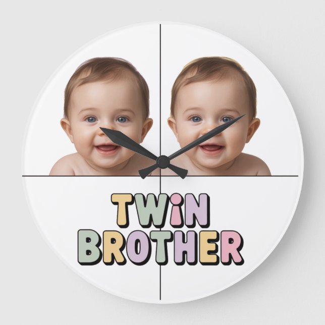 Twin brother baby  large clock (Front)