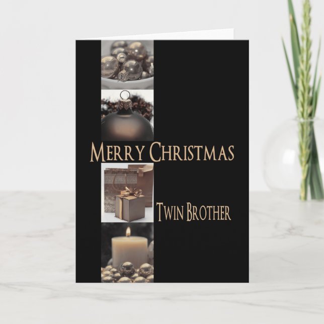 Twin brother Merry Christmas card (Front)