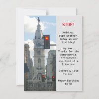 Twin Brothers City View Birthday Flat Card
