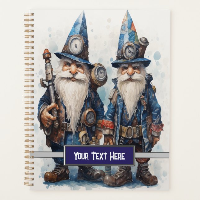 Twin Brothers Wizard gnomes Steampunk Planner (Front)