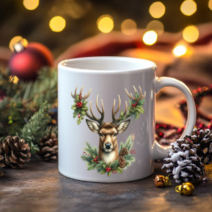 Twin Buck Deer Decorated with Ornaments Coffee Mug