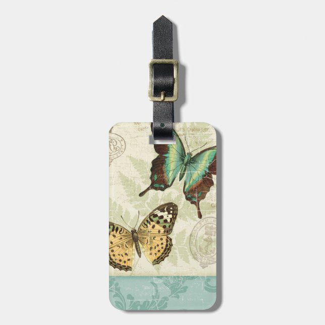 Twin Butterflies Luggage Tag (Front Vertical)