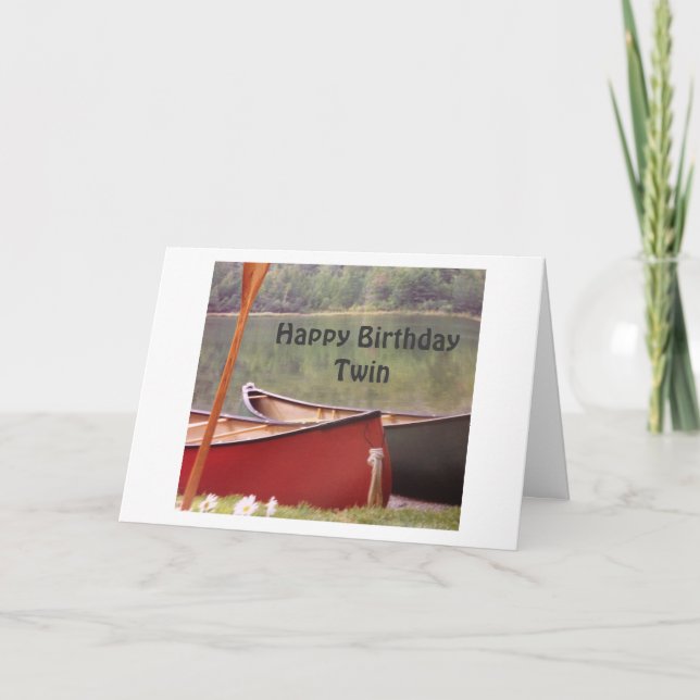 TWIN CANOES FOR TWIN BIRTHDAY CELEBRATION CARD (Front)