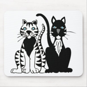 Twin Cartoon Cats Mouse Pad
