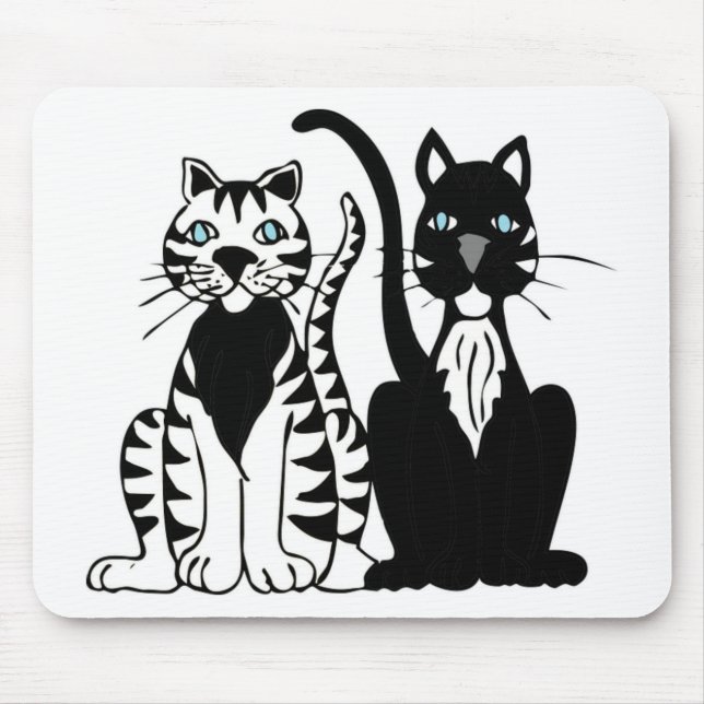 Twin Cartoon Cats Mouse Pad (Front)