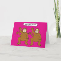 Twin Cartoon Monkeys Saying ‘Happy Birthday’.
