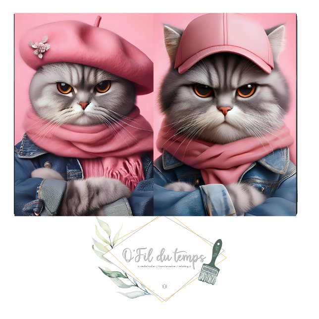 Twin Cat Trouble Makers pair decoupage Paper  (Creator Uploaded)