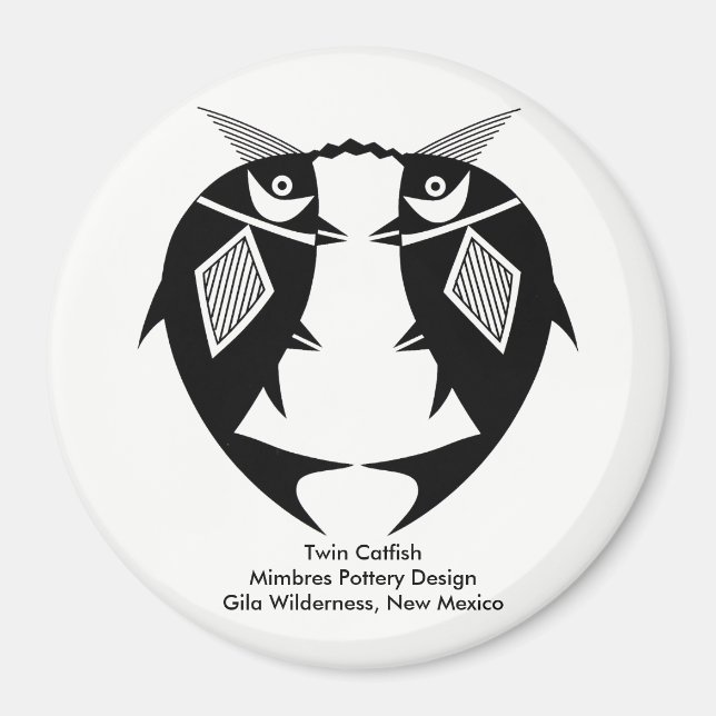 Twin Catfish, Mimbres Pottery Design Magnet (Front)