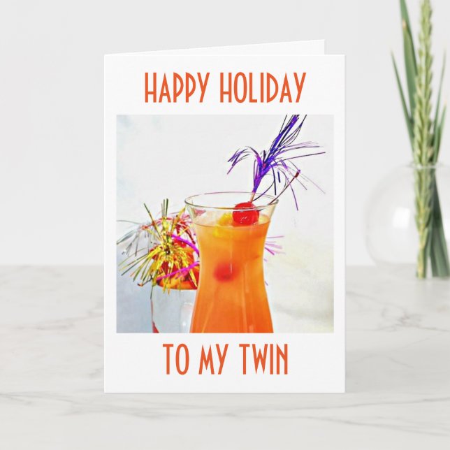 TWIN CHEERS AND HOLIDAY/HAPPY NEW YEAR WISHES HOLIDAY CARD (Front)