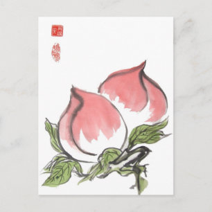 Twin Chinese Peaches Postcard
