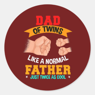 Twin Dad of Twins Father Twice As Cool Fathers Classic Round Sticker