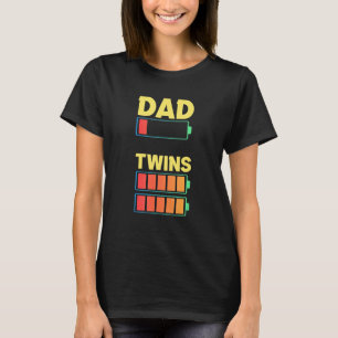 Twin Dad Of Twins Low Battery T-Shirt
