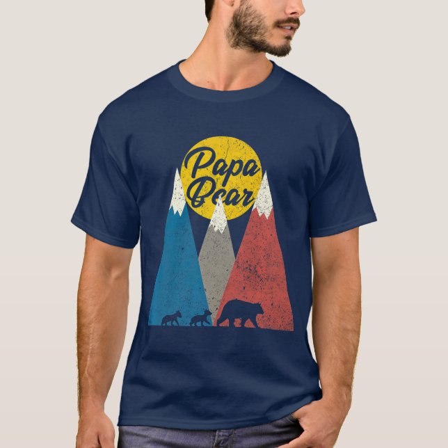 Twin Dad  Papa Bear Two Cubs  Fathers Day Gift T-Shirt (Front)