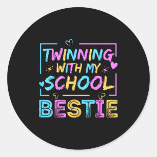 Twin Day Friends School Twinning With My Bestie Ma Classic Round Sticker