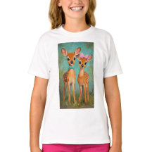 Twin Deer Cartoon Woodland Tee