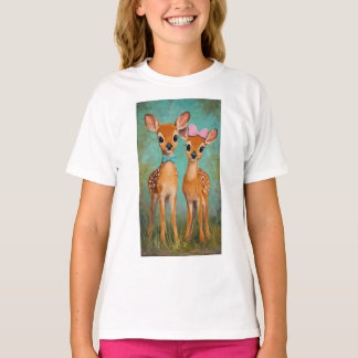 Twin Deer Cartoon Woodland Tee
