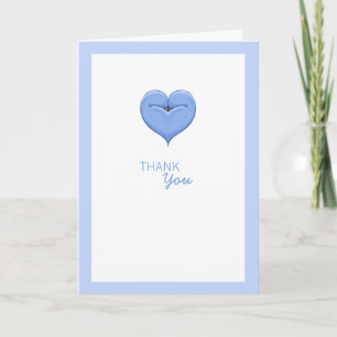 Twin Doves Heart blue Baby Shower Thank You Card