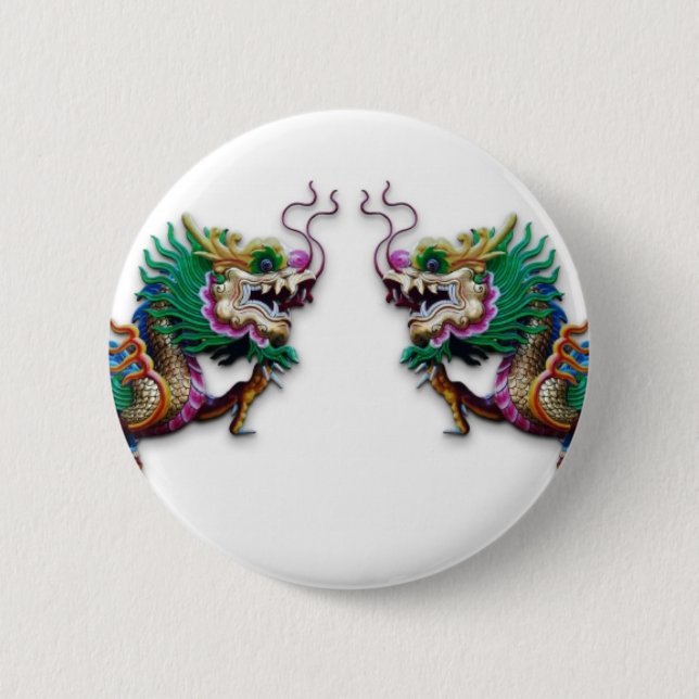 Twin Dragons 6 Cm Round Badge (Front)