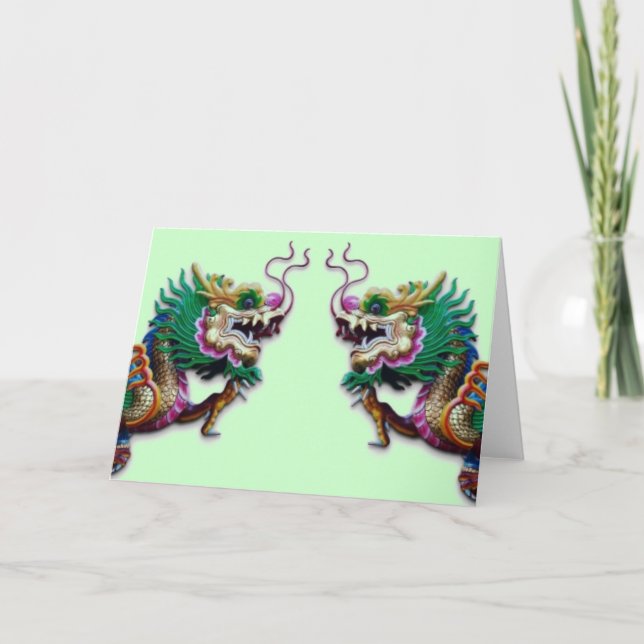 Twin Dragons Greeting Card (Front)