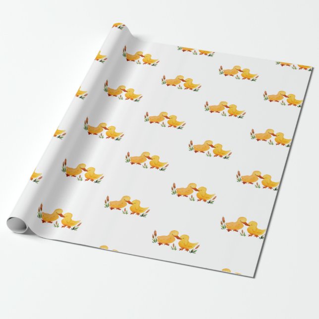Twin Ducklings Wrapping Paper (Unrolled)