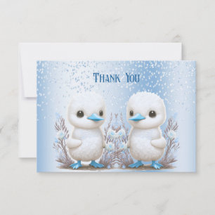 Twin Ducks Blue Floral Thank You Card
