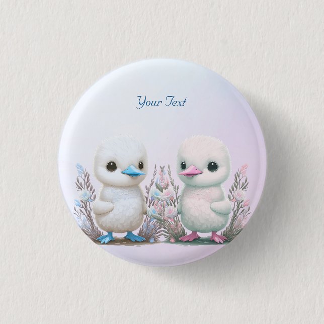 Twin Ducks Floral Button (Front)