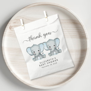 Twin Elephant Baby Boys Shower Thank You Favour Bag