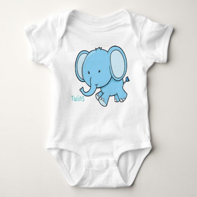 Twin Elephant baby onsie Baby Bodysuit (Front)
