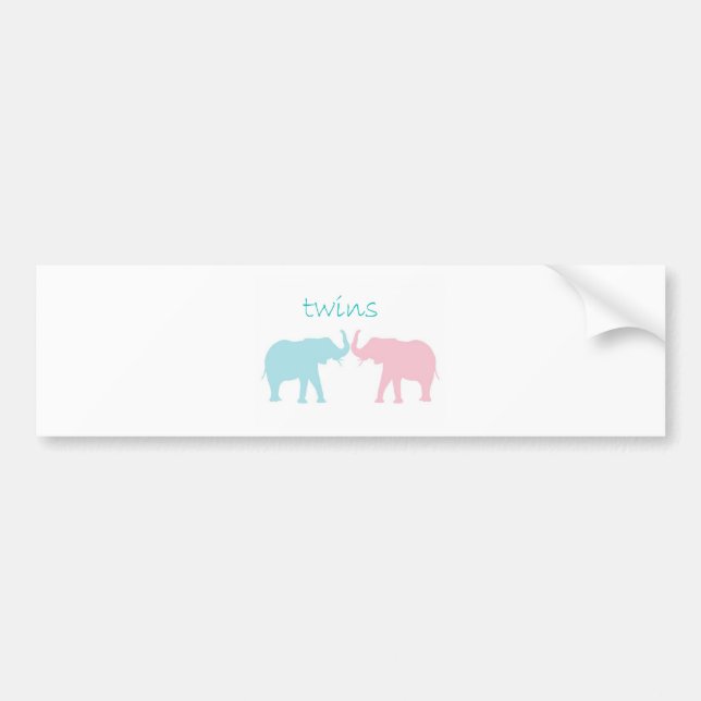 Twin Elephant Pink And Blue Bumper Sticker (Front)