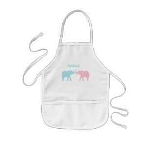 Twin Elephant Pink And Blue Kids Apron