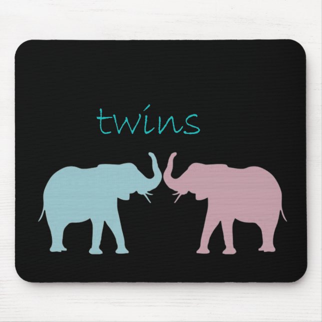 Twin Elephant Pink And Blue Mouse Pad (Front)