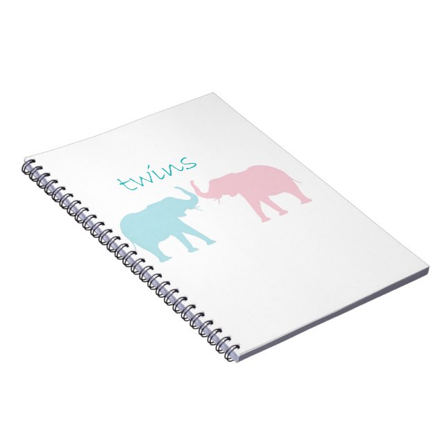 Twin Elephant Pink And Blue Notebook (Right Side)