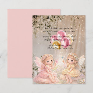 Twin Fairy Birthday Party DIGITAL DOWNLOAD Invite