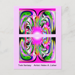 Twin fantasy abstract art postcard