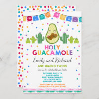 Twin Fiesta Baby Shower Invitation Holy Guacamole