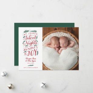 Twin First Christmas Birth Announcement Holiday
