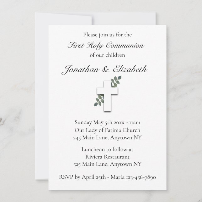 Twin First Communion Invitation (Front)