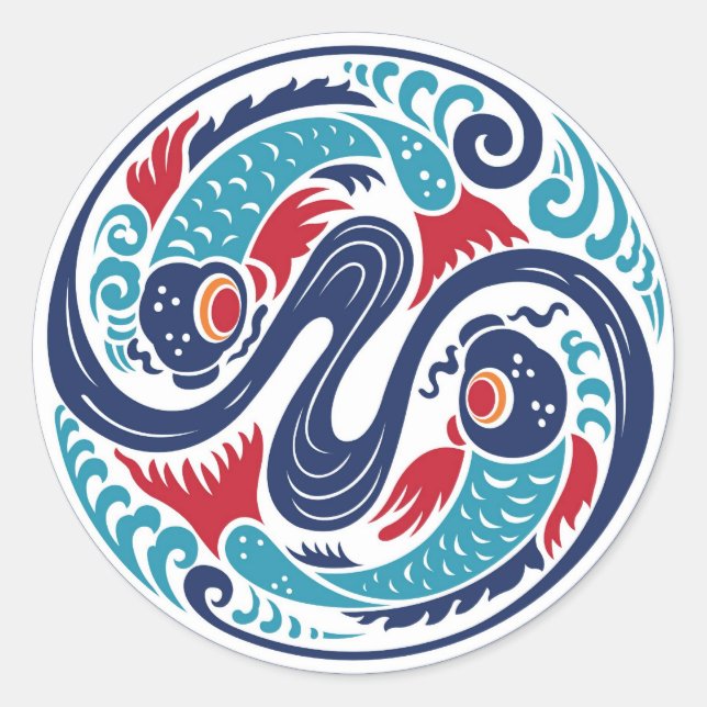 Twin Fish Classic Round Sticker (Front)